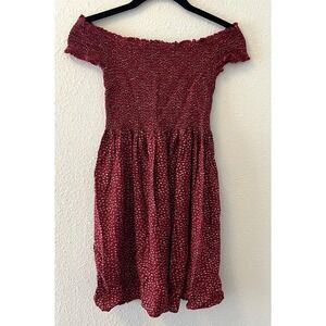 Brandy Melville Dress One Size Caley Off Shoulder Smocked Red Floral Summery